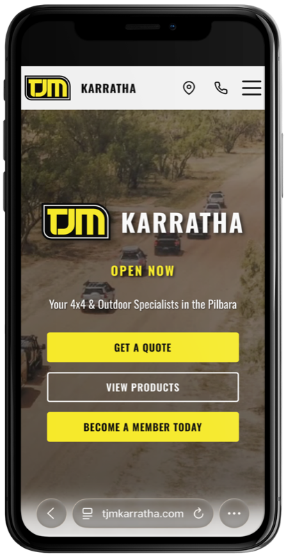 TJM Karratha mobile website on iPhone
